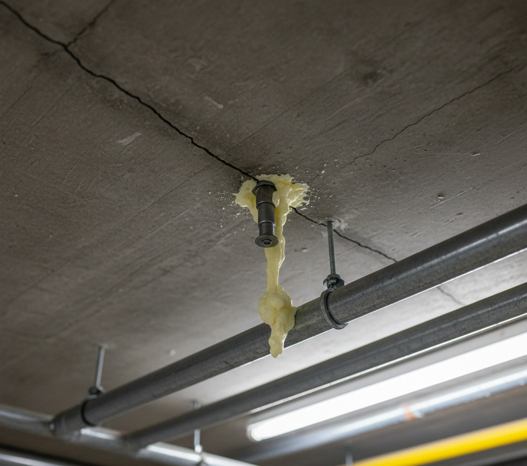 injection grouting on ceiling